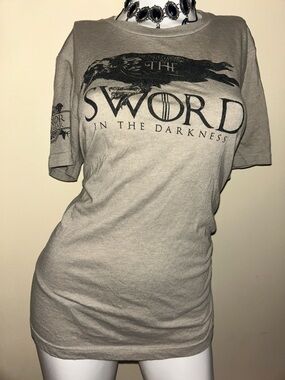 The Sword In The Darkness Graphic Tee — Gray with Black Print